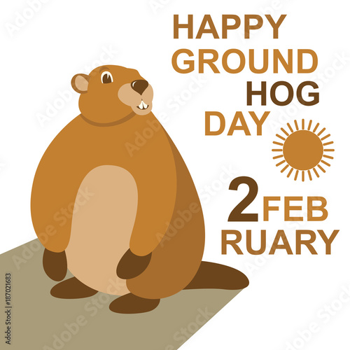 groundhog  day  vector illustration flat style front view