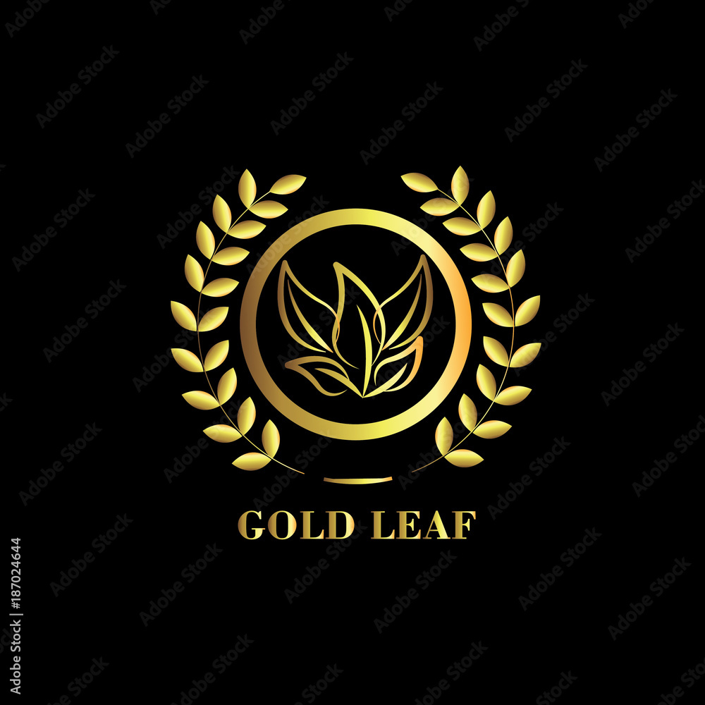 Obraz premium Gold Leaf Logo Vector Template Design