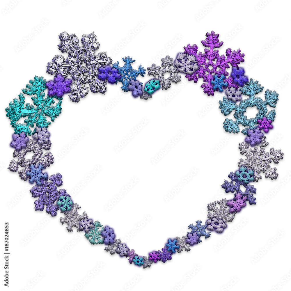 Beautiful heart shape made of snowflakes. Beautiful heart shape made of snowflakes.