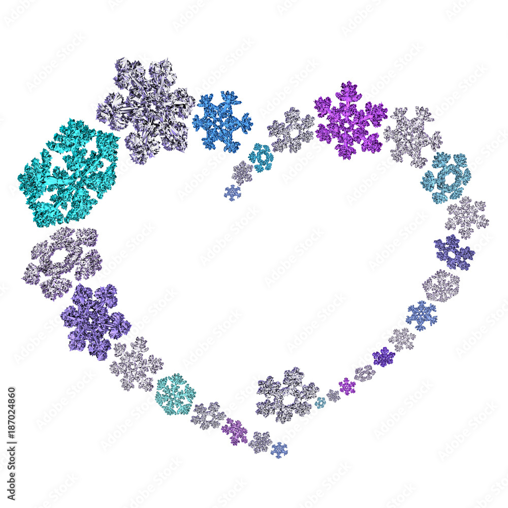 Beautiful heart shape made of snowflakes. Beautiful heart shape made of snowflakes.