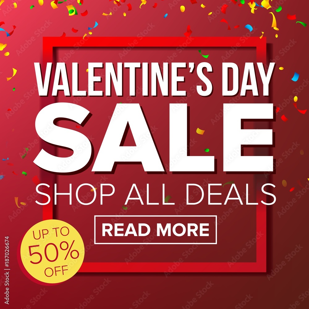 Valentine s Day Sale Banner Vector. Vector. Love Discounts Poster. Business Advertising Illustration. Design For Web, February 14 Flyer, Valentine Card