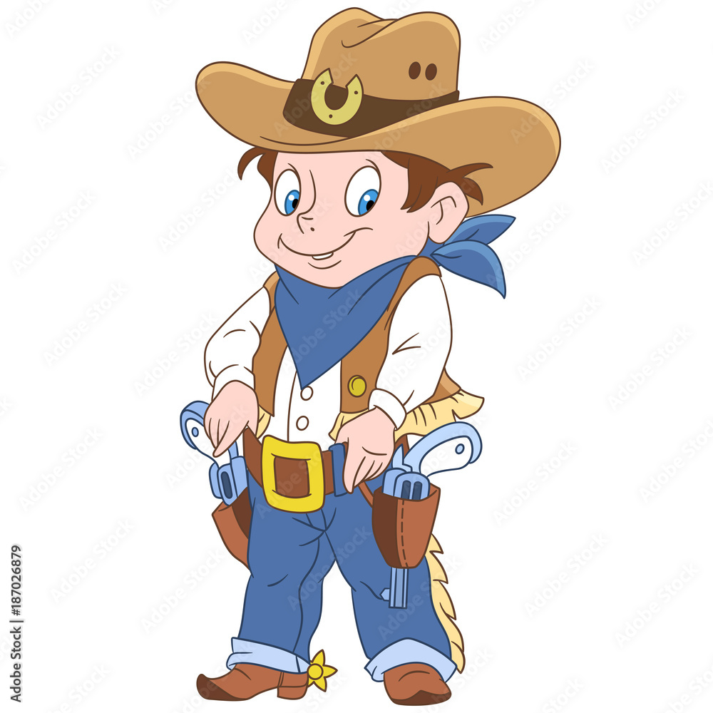 Kids in Professions. Cartoon Sheriff or American Cowboy. Design for  children's coloring book. Stock Vector | Adobe Stock
