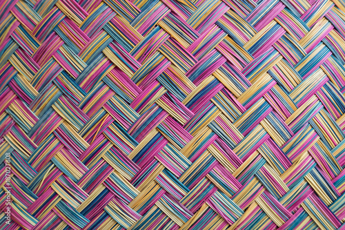 Detail of a colorful basket weaving
