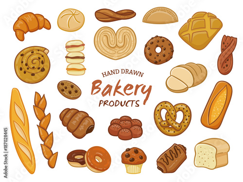 Fotografia Set of various sorts of bread and bakery products