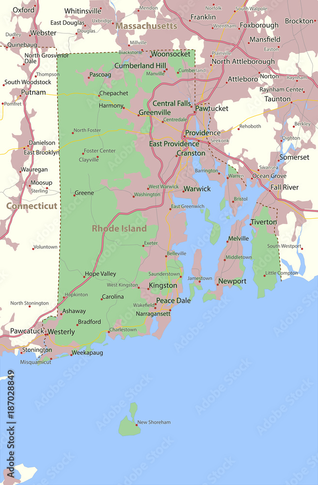 Naklejka premium Rhode Island-US-States-VectorMap-A
