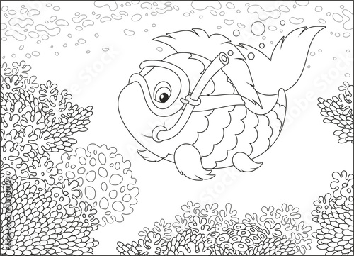 A funny fish-diver with a m...