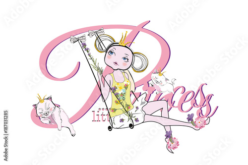 Slogan vector t-shirt illustration for a little lady and a princess. 