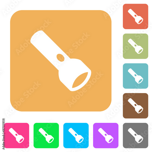 Flashlight rounded square flat icons