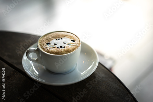 animal face on latte art.