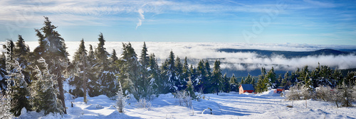 Klinovec in winter season, panorama, Keilberg, Bohemia Europe