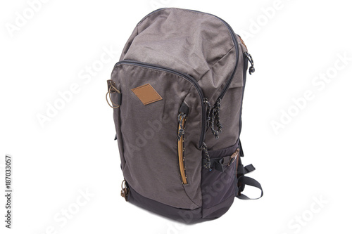 Sports backpack for hiking treks isolated on white background. Traveler's bag