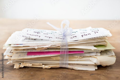 Compiled letters and envelopes
