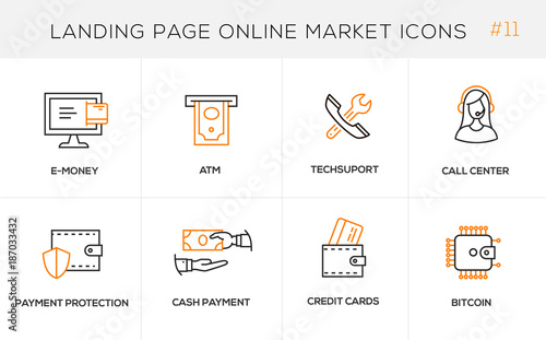 Flat line design concept icons for online shopping, website banner and landing page