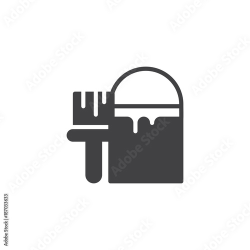 Paint brush and paint bucket icon vector, filled flat sign, solid pictogram isolated on white. Symbol, logo illustration.