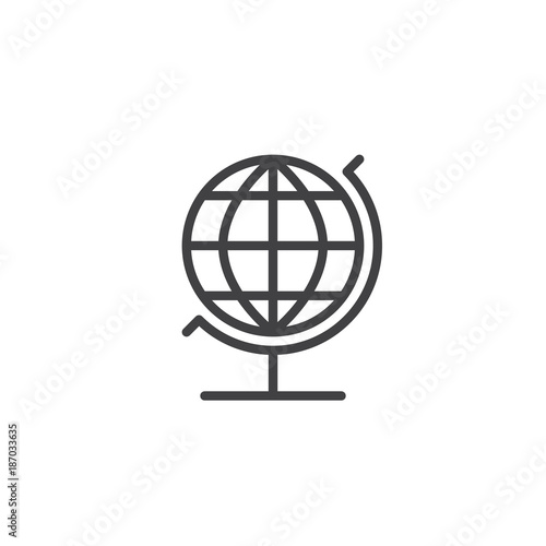 Geography globe line icon  outline vector sign  linear style pictogram isolated on white. Earth sphere symbol  logo illustration. Editable stroke