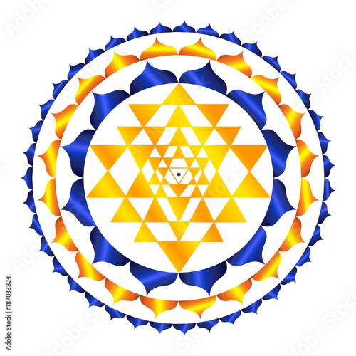 Sacred Indian Geometry Mystical Meditative Diagram Symbol - Vector Sri Yantra
