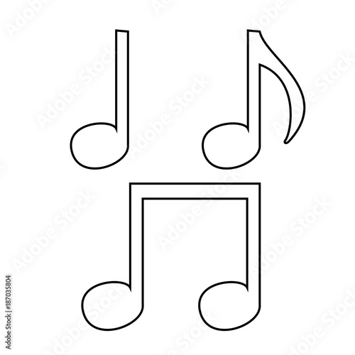 Music note set  icon . Black color .