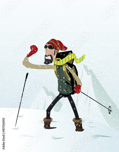 Mountaineer was caught in the snow