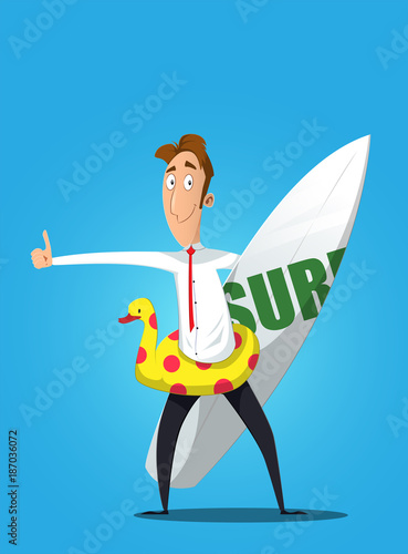 businessman hitch hiking on the road.