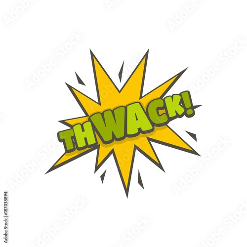 Comic boom thwack icon. Flat illustration of comic boom thwack vector icon isolated on white background