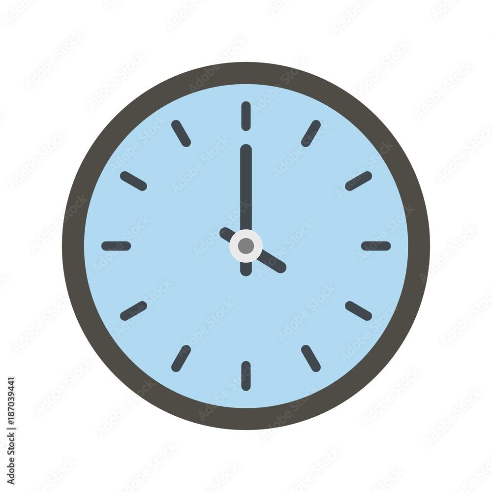 Clock time icon. Flat illustration of clock time vector icon isolated on white background Clock time icon. Flat illustration of clock time vector icon isolated on white background