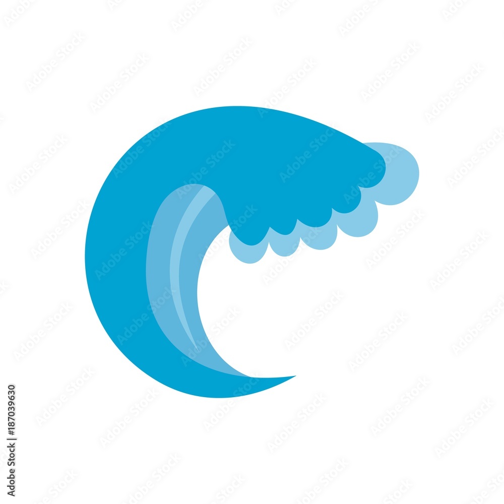 Naklejka premium Wave water summer icon. Flat illustration of wave water summer vector icon isolated on white background
