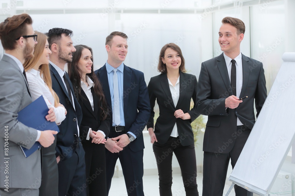 businessman pointing pen on blank Board for presentation businessman pointing pen on blank Board for presentation