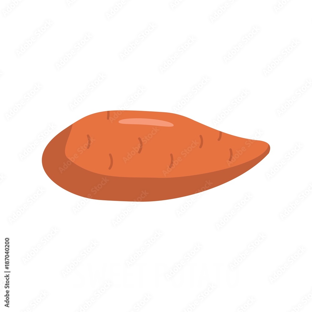 Sweet potato icon. Flat illustration of sweet potato vector icon isolated on white background Sweet potato icon. Flat illustration of sweet potato vector icon isolated on white background