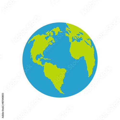 Continent on planet icon. Flat illustration of continent on planet vector icon isolated on white background