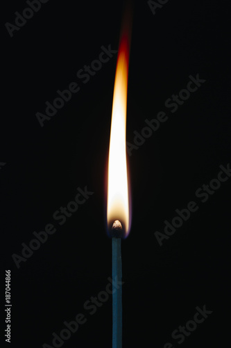 Close up lit match and flame photo