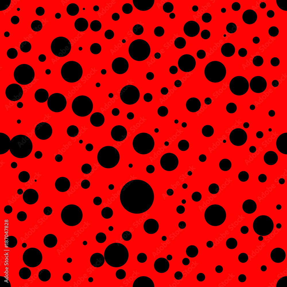 Ladybug pattern. Seamless vector. Seamless with red background and black spots