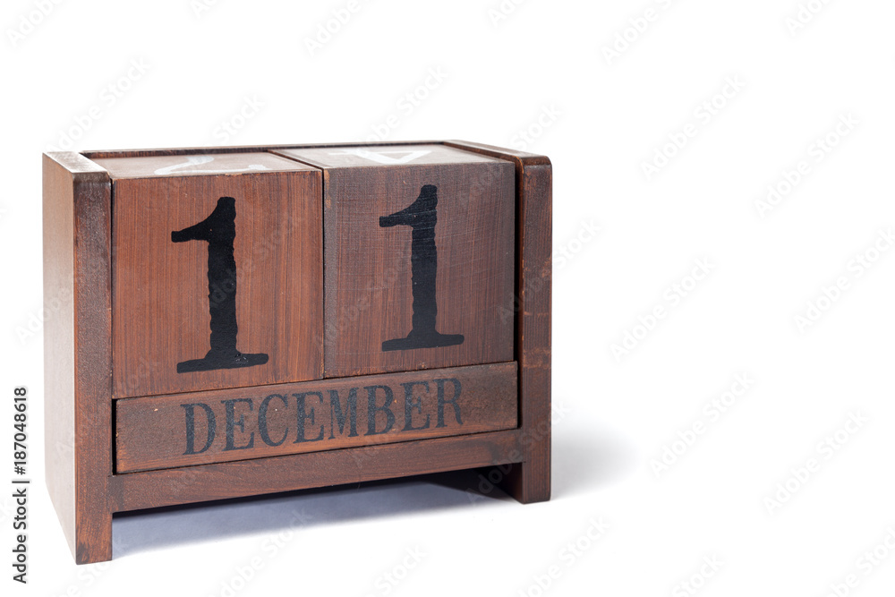 Obraz premium Wooden Perpetual Calendar set to December 11th