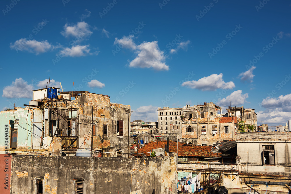 Signs of the decay on the roofs of the capital of Cuba: Havana