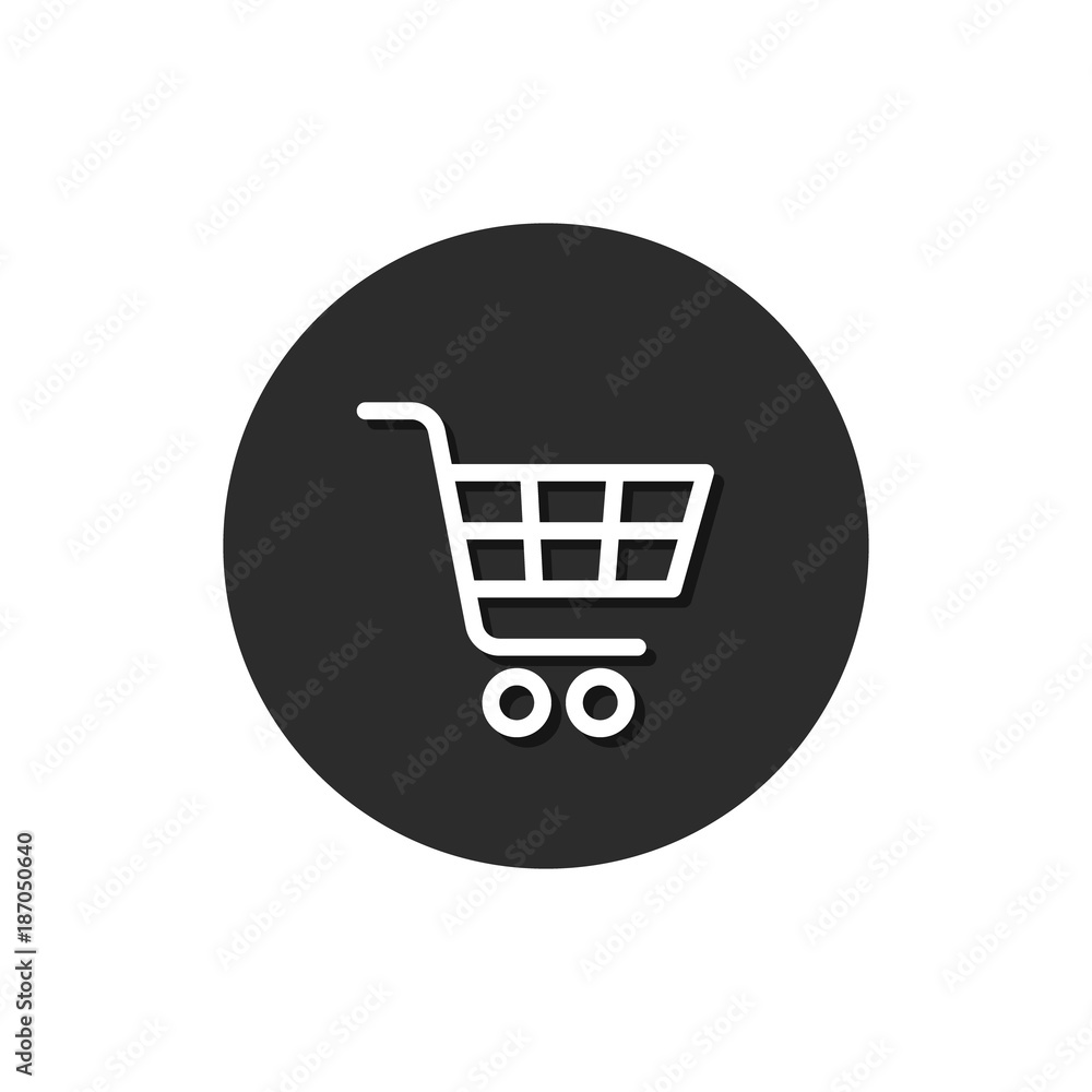 Shopping Cart Icon on Round Black Button, Vector Illustration Shopping Cart Icon on Round Black Button, Vector Illustration