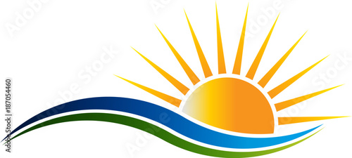 Sunshine Logo in Waves Vector Illutration