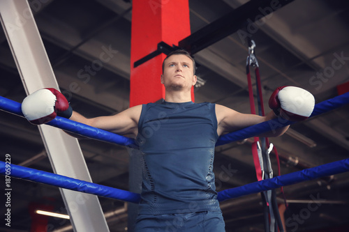 Young man in boxing ring