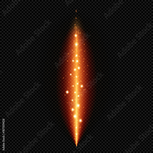 Orange Faery Fire with Shine Dust on Transparent Background  - Vector Glowing Magic Scintilla
