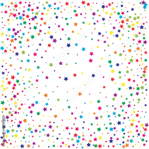 Set of Colorful Stars on White Background. Starry Pattern