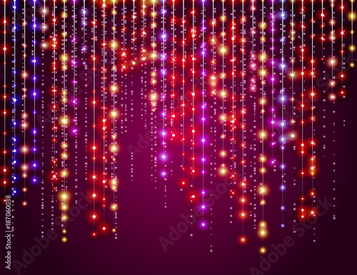 Colorful Shine Flare Flash Star Rain LED Strip Garlands   - Vector Radiant Starfall Decoration
