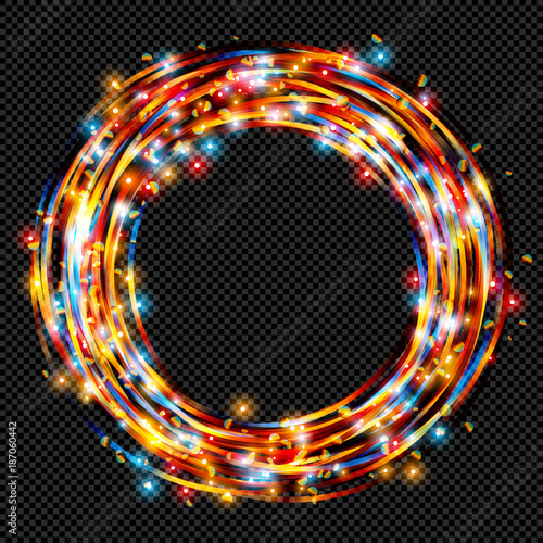 Varicolored shining Ring with Sparks on Transparent Background  - Vector Hank
