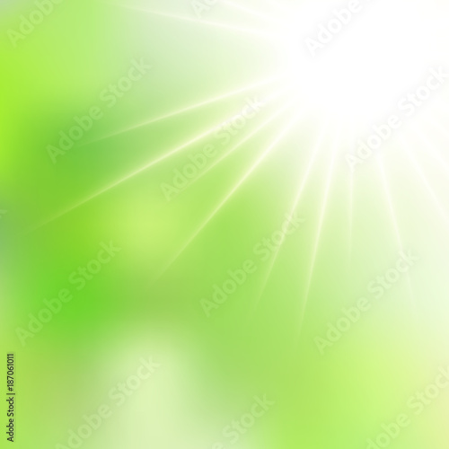  Spring Green Sunshine Soft Focus Burst - Vector Blurred Radiant Sun Rays
