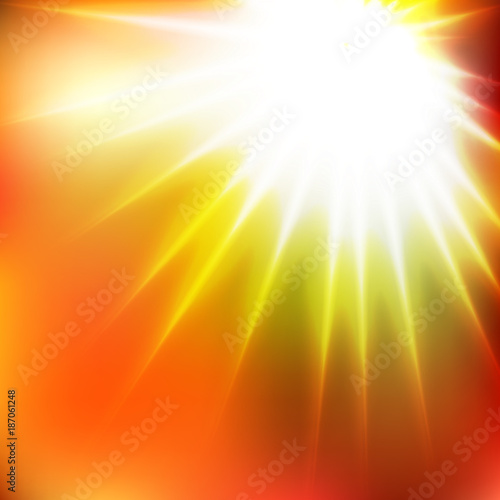 Autumn Orange Warm Sunshine Soft Focus Burst - Vector Blurred Radiant Sun Rays
