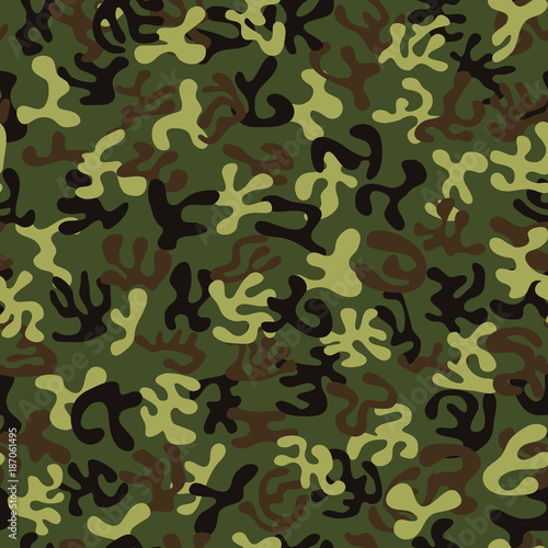 Seamless woodland style military camouflage pattern for land disguise - Eps10 vector graphics and illustration