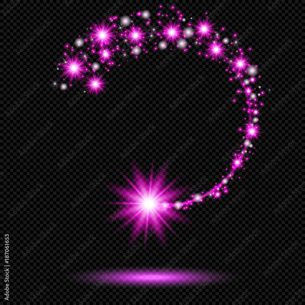 Purple Shine Starburst with Trail on Transparent Background - Vector Radiant Comet
Purple Shine Starburst with Trail on Transparent Background - Vector Radiant Comet