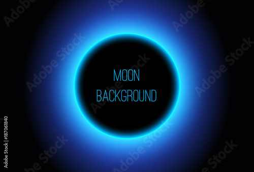 Blue shining Another Side of Moon Background - Vector Glowing Universe Design 