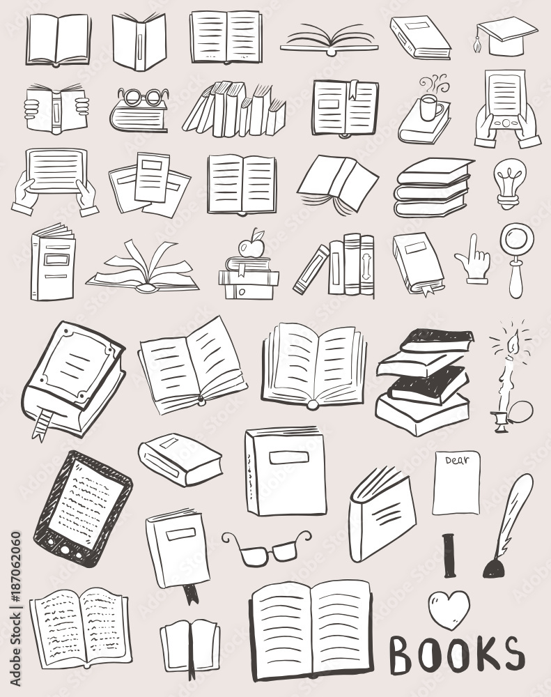 Set of books doodles Set of books doodles
