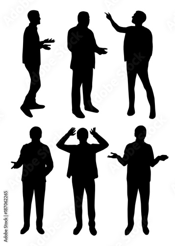 Gesturing man silhouetes