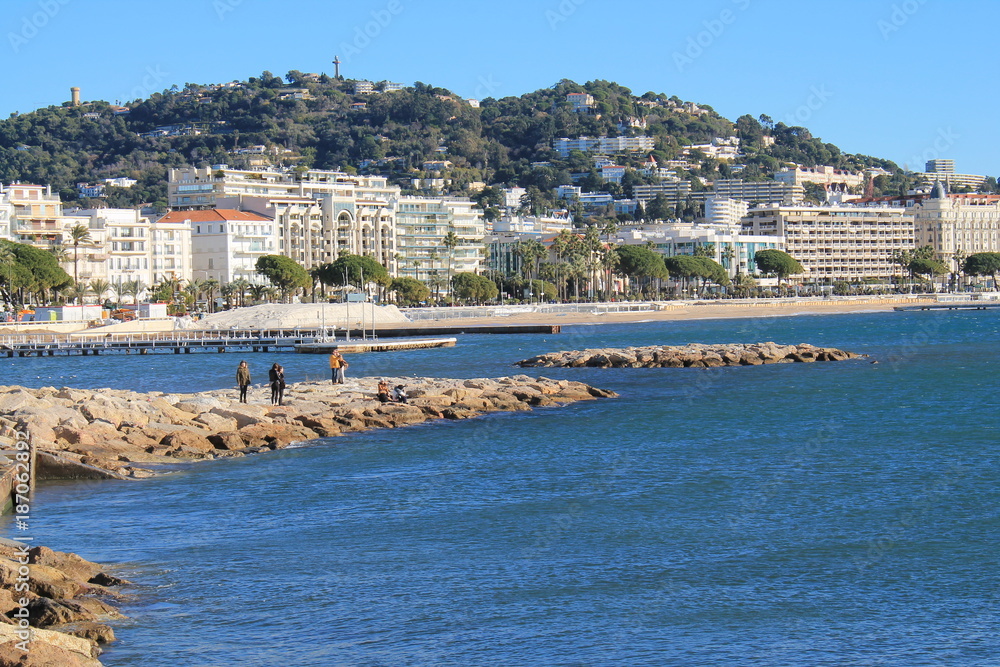 Vue panoramique sur Cannes et le boulevard de la croisette, cote d’Azur, France
