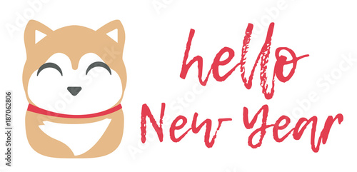 Hello New Year. Chinese New Year of the dog vector.