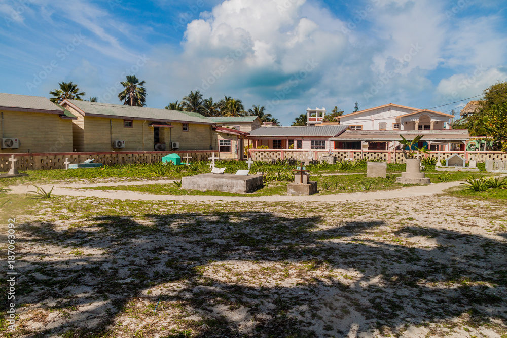 Small cemetery in Caye Caulker village, Belize